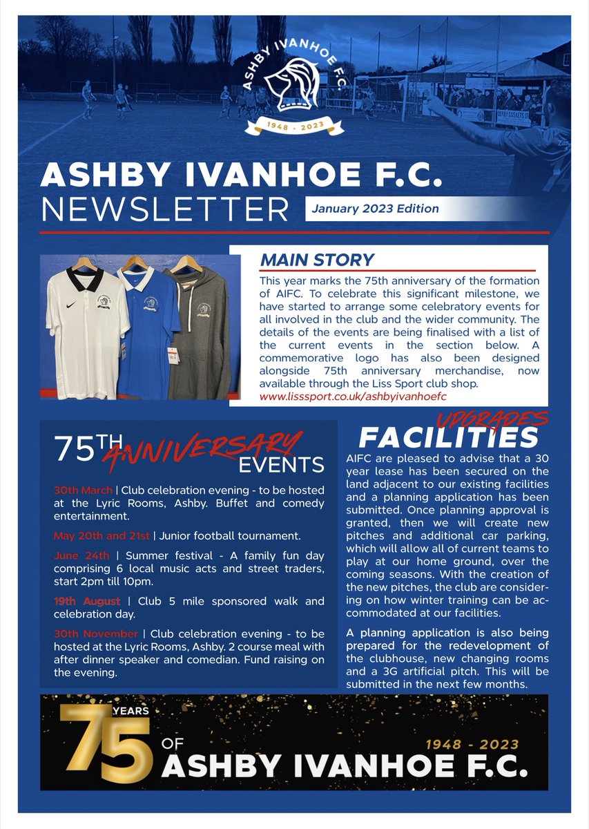 We’d like to introduce the first edition of our all new AIFC Newsletter (January edition)!! 📰 

We have developed this newsletter with the aim of using it to provide updates on developments, club events and stories from within the club!

(1/3)