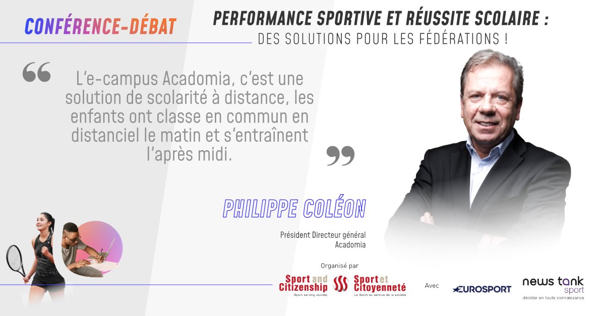 💬<a href="/PhilippeColeon/">Philippe Coléon</a>, président-directeur <a href="/acadomia/">Acadomia</a> explique le principe du "E-campus" dédié aux sportifs de haut-niveau ⤵️
#SportScolarité