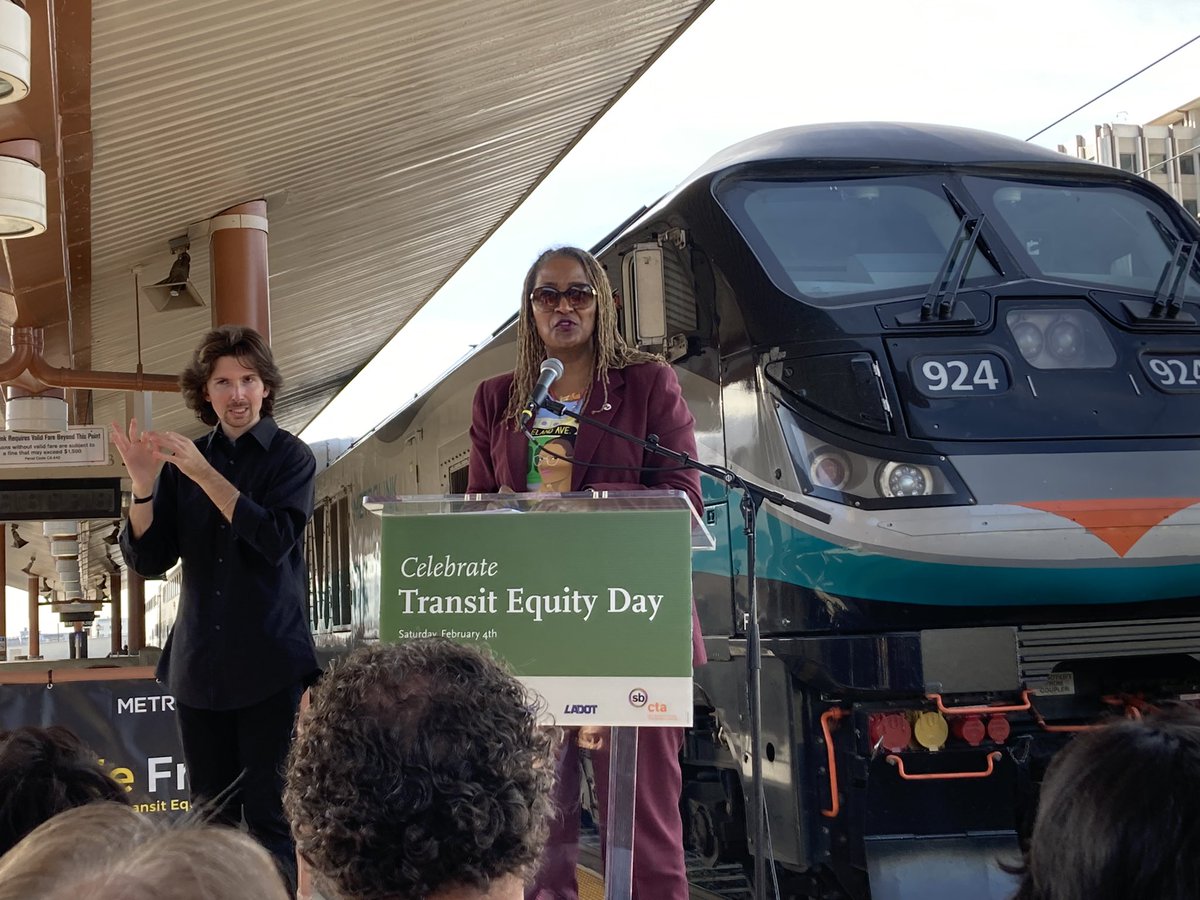 We’re celebrating #TransitEquityDay at @unionstationla with members of the @metrolosangeles and @metrolink board to talk about this free fare day on Feb 4. #takethetrain
