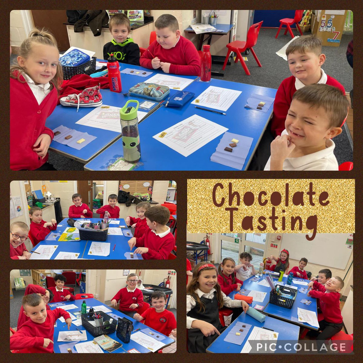 Diolch <a href="/RacMcCarthy/">Mrs R McCarthy</a> for our chocolate tasting during our Art lesson about the Welsh author Roald Dahl and the story Charlie and the Chocolate Factory. It definitely helped us to think about adjectives that we could use when designing our own chocolate bars.