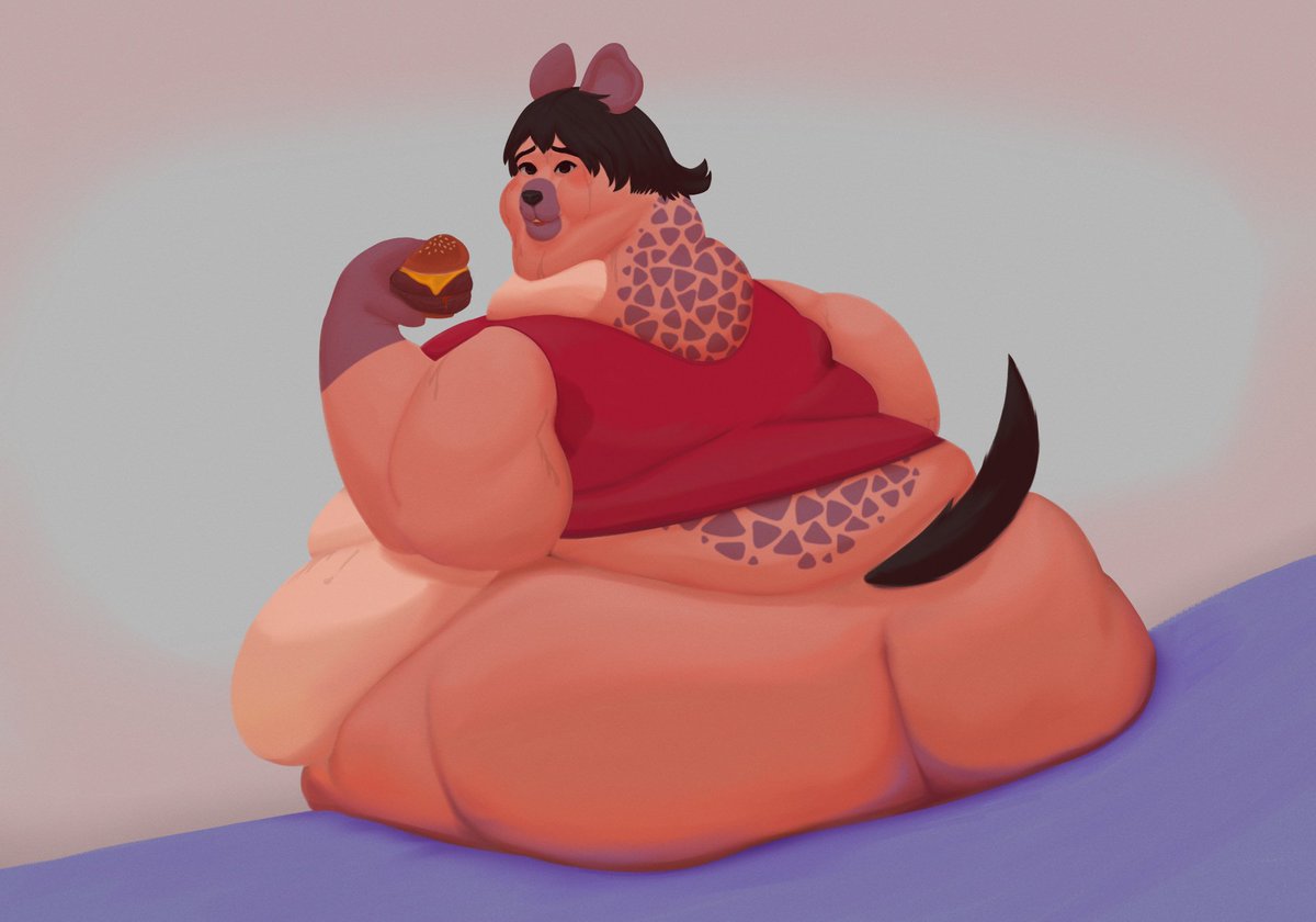 PorcineCat's tweet photo. Poor fella is all too embarrassed by sneaking some burgs in bed.. https://t.co/auw1RLlhA8