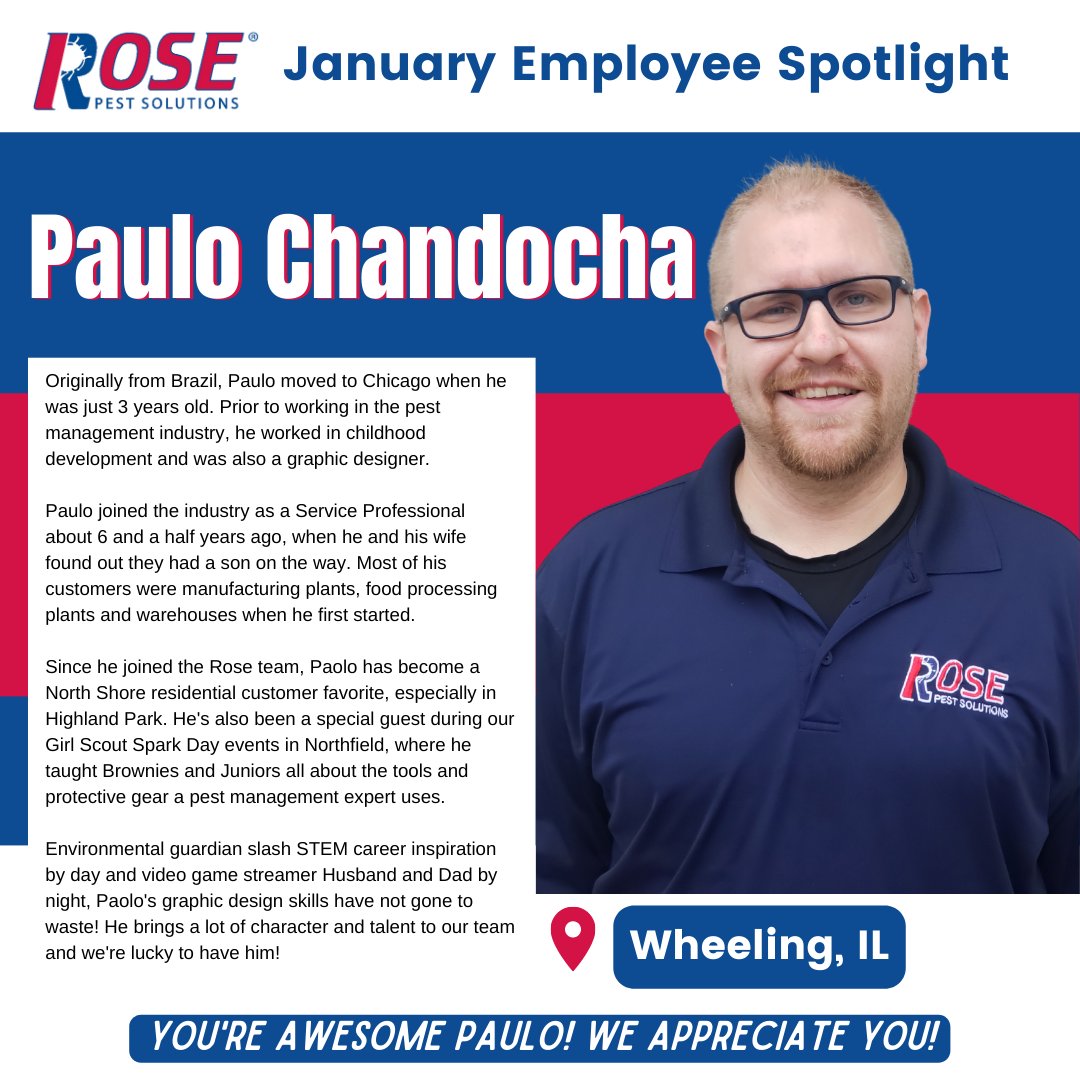 Paulo is in our spotlight for the month of January 🌟 Paulo is a residential customer favorite and has helped out with our Girl Scout events!