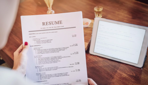 Photo of a printed resume