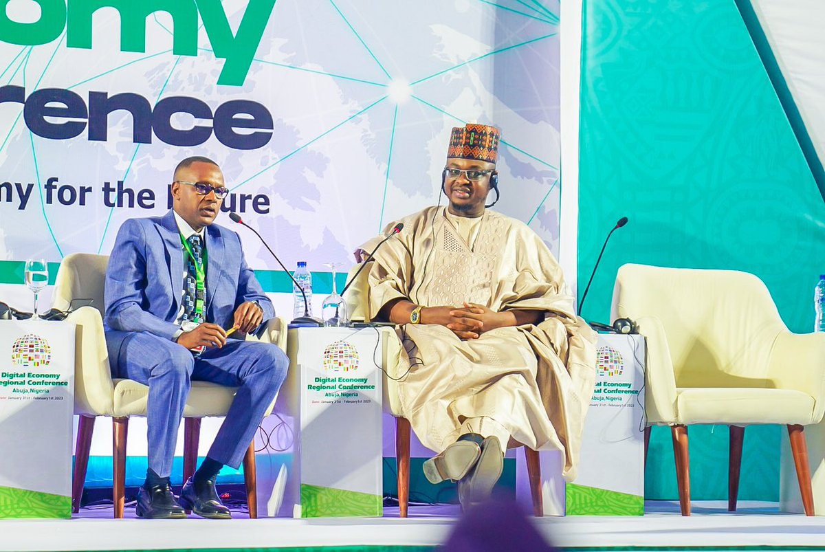 FMCIDENigeria's tweet photo. Moderated Panel Discussion: Building the Foundations of the Digital Economy
1. Moderator: @ProfIsaPantami
Minister of Communications & Digital Economy - Nigeria
2. H.E. Mr Ousman A. Bah
Minister of Communications and Digital Economy - Gambia
#DigitalEconomyConference https://t.co/hfhKEnGGdB