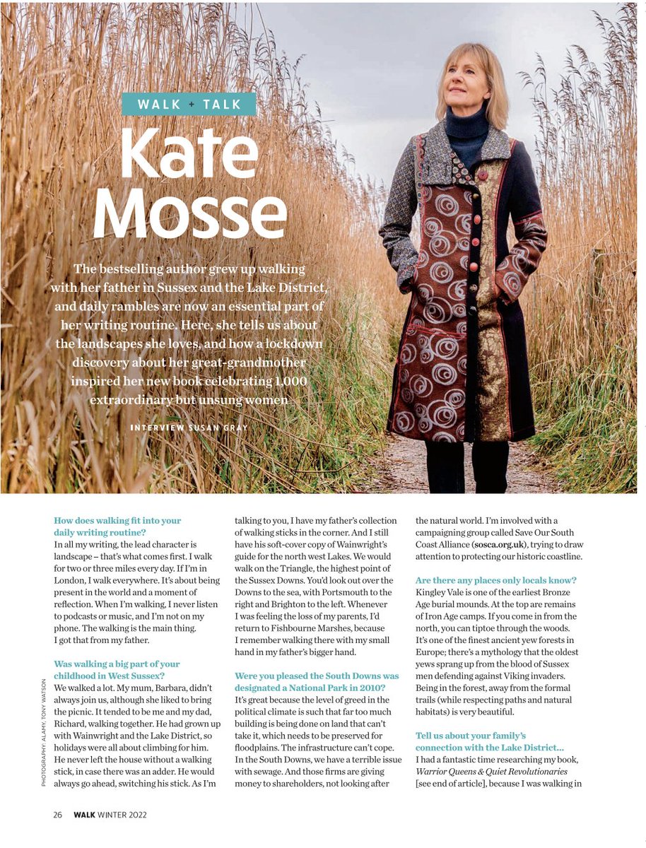 WalkMagazine's tweet photo. Get to know author Kate Mosse in the winter issue of @WalkMagazine. She shares fond childhood memories of walking with her father, her favourite walks and her favourite piece of #rambling kit! https://t.co/NZI6yliGWE