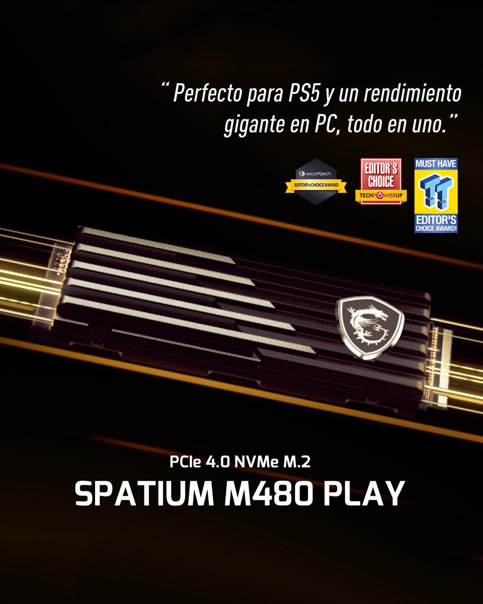 MSI_Latino's tweet image. #SPATIUM no solo funciona en tu PS5, también es perfecto para tu PC.

#MSI #MSIGAMING #M480Play #SSD