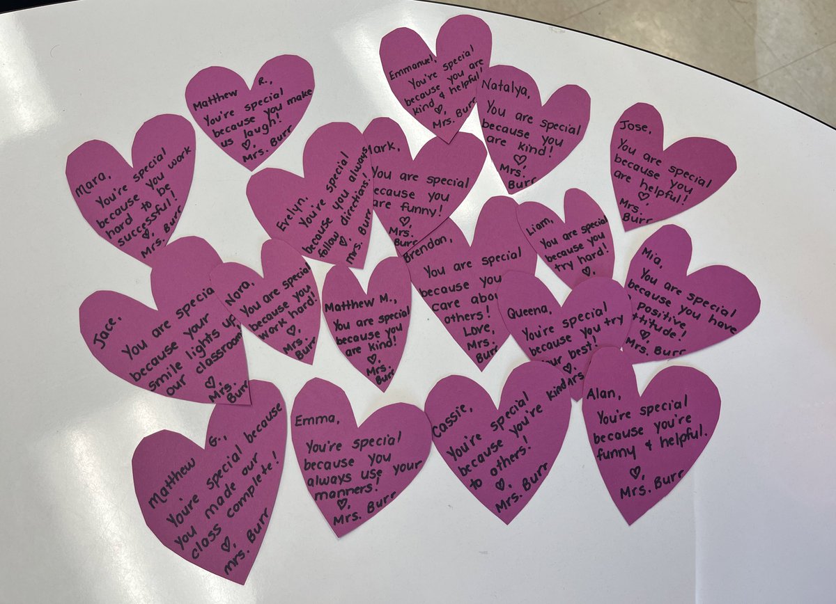 Each day throughout the month of February a student in our class will receive a heart explaining why they are special. Here is a sneak peek! 💖 @ConnorCougars 🐾💙🚌