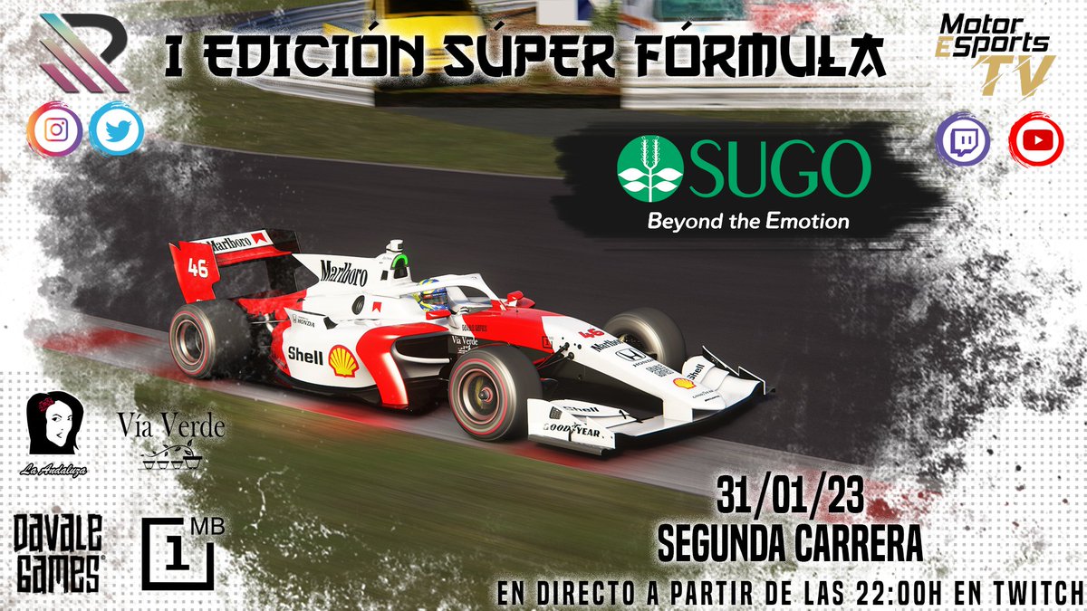 MotorEsportsTV's tweet image. Hola amigos!

A las 22h dará comienzo
la segunda Cita del ##Champ 
#Super_Formula de @RacingTechChamp 

Nosotros desde twitch.tv/motoresportstv
os traeremos toda la acción !

Cabina:
@sademilio 
@EstebanCampos_ 

@SRPsimracingpro 
@customcockpits 
@iovaluetech 

Os esperamos!