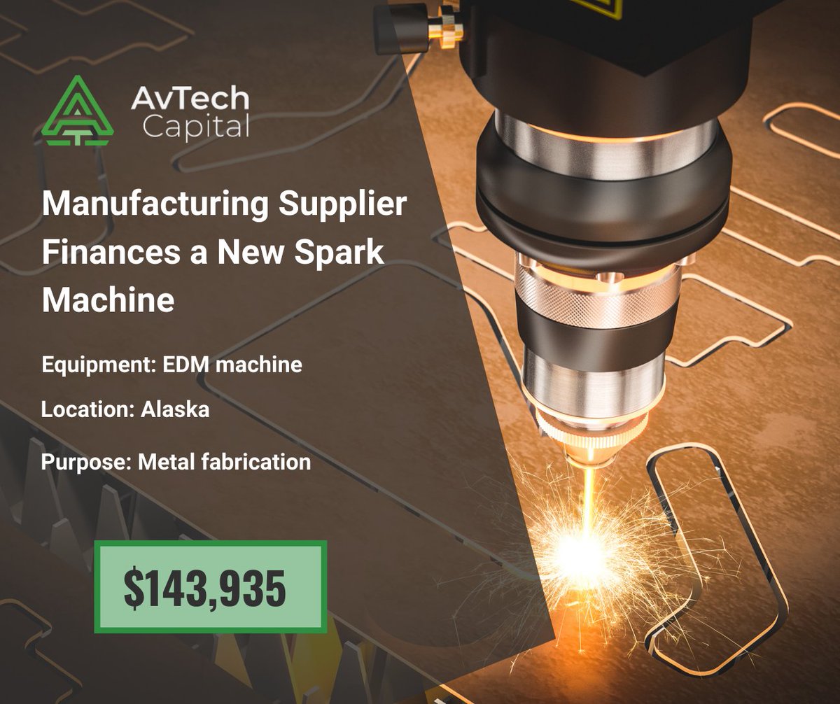 With an equipment lease, this global repair and manufacturing supplier is able to obtain a new spark machine for their metal fabrication processes.

#equipmentleasing #manufacturing