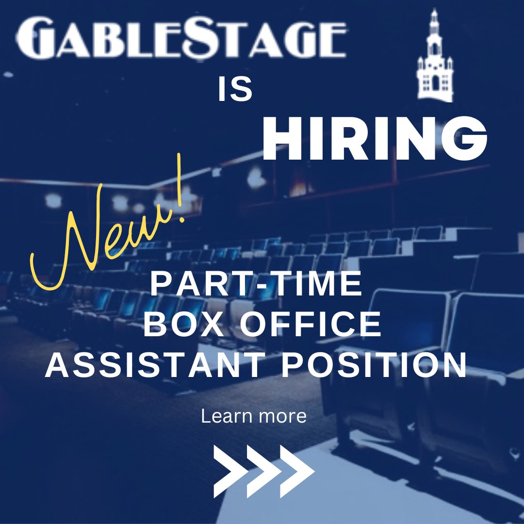 gablestage's tweet image. Learn more: 
gablestage.org/careers/part-t…

#miamihiring #miamitheater #boxofficeassistant #theaterjobs #coralgablesjobs #artjobsmiami #artbizmiami #miami #jointhefamily