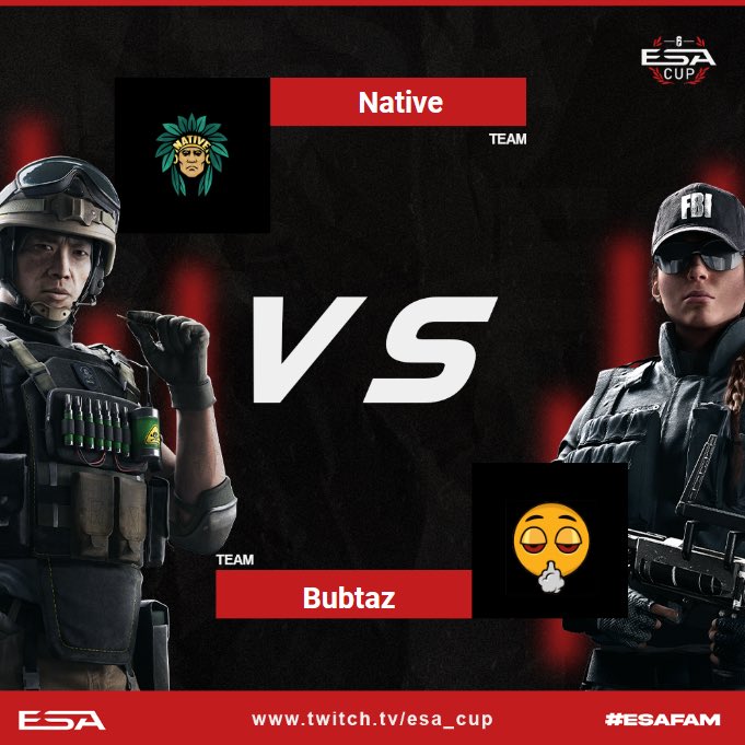 The ESA Cup | Season X (@esa_cup) on Twitter photo ESA S5 | Group B PlayWeek 1 | Live now!
@NativeGaming23 vs <a href="/Bubatz_eSports/">Wann Bubatz Legal?</a>
Casters: <a href="/chambourine/">Chambourine 🏳️🌈🏴</a>
Twitch: twitch.tv/esa_cup ESA S5 | Group B PlayWeek 1 | Live now!
@NativeGaming23 vs <a href="/Bubatz_eSports/">Wann Bubatz Legal?</a>
Casters: <a href="/chambourine/">Chambourine 🏳️🌈🏴</a>
Twitch: twitch.tv/esa_cup