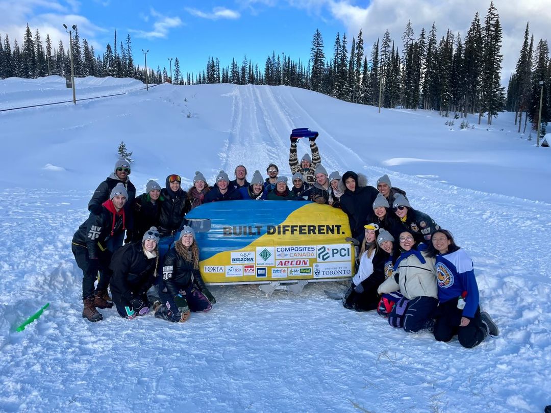 UofTEngineering's tweet photo. Congrats to the #UofTEngineering Concrete Toboggan team, who won fastest toboggan and King/Queen of the Hill at the Great Northern Concrete Toboggan Race 👏👑🛷. 

Find out more about the team, and the competition ➡️: https://t.co/LTXDjKtMBd https://t.co/jBtDT6WYwo