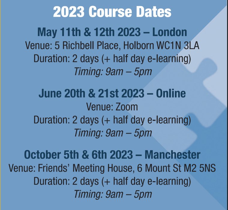 TraumaPsyGlobal's tweet photo. Do you want to gain some practical tools to support clients with PTSD/C-PTSD? New #CATT course dates released for 2023. We offer a hybrid of face to face &amp; online training. Get your early bird tickets now at https://t.co/yMUwf8MJVn #TraumaInformedCare https://t.co/LEc3urFtaL