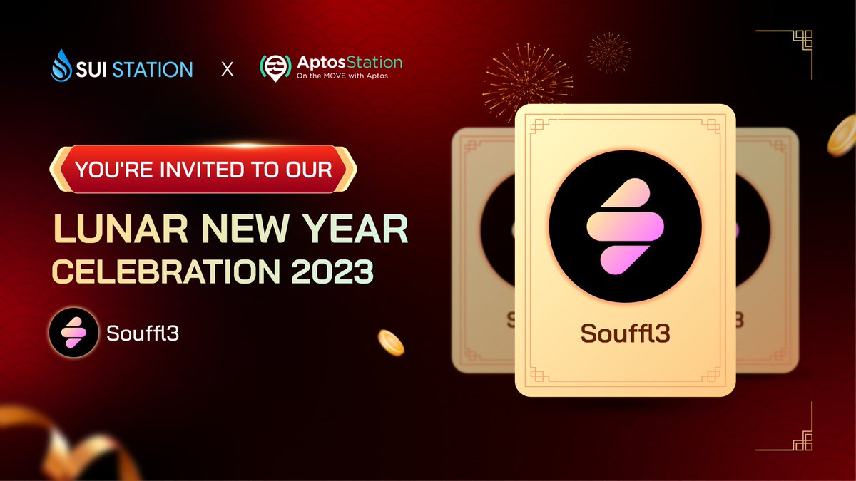 <a href="/OmniBTC/">OmniBTC</a> <a href="/suiswap_app/">Suiswap</a> @Aptozeum @plasmaversexyz <a href="/WizardLandSui/">Wizard Land - Sui💧</a> 🥳 Lunar New Year 2023 with <a href="/nft_souffl3/">Souffl3 🫐</a>

Souffl3 is the next-gen smart trading NFT marketplace built on #Aptos &amp; #Sui. Built by collectors, for collectors, Souffl3 is your best choice of NFT marketplace.

Join now and claim the prizes from Souffl3: galxe.com/suistation/cam…