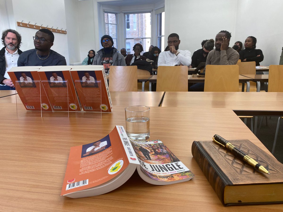 DavidHundeyin's tweet photo. Despite the calls from Nigeria yesterday and this morning trying to stop Oxford University from hosting me, I'm happy to report that the launch of my book 'The Jungle: A Personl Journey With The Enfant Terrible of Nigerian Journalism' was a resounding success. https://t.co/BXBbgd2yMQ