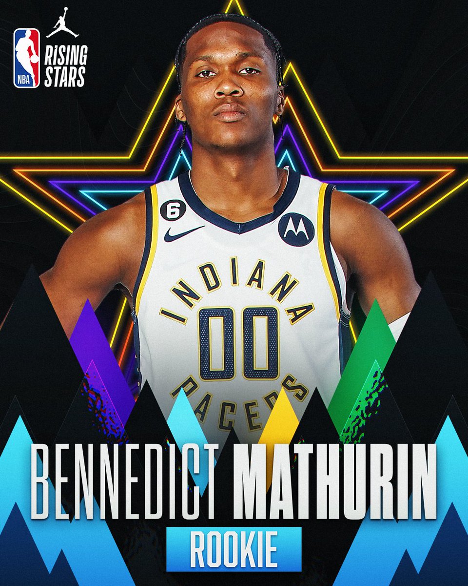 Earning his 1st #JordanRisingStars selection... Bennedict Mathurin of the <a href="/Pacers/">Indiana Pacers</a>! 

<a href="/BennMathurin/">Bennedict Mathurin</a> was drafted as the 6th overall pick in the 2022 NBA Draft out of Arizona.

See his highlights, stats and MORE, now in the NBA App: app.link.nba.com/bennedictmathu…