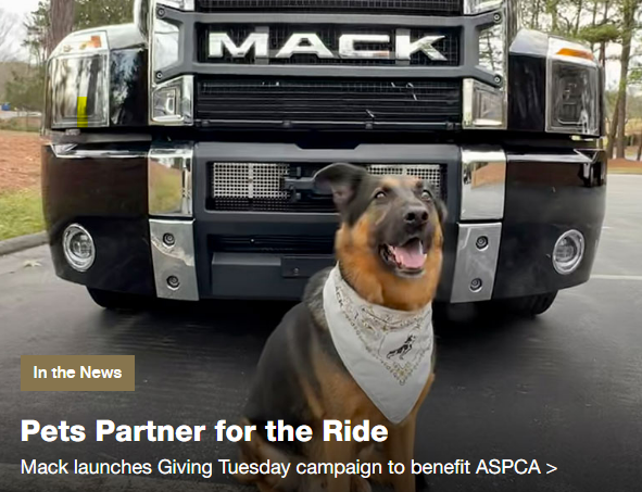 MackTrucks's tweet photo. Together, we raised more than $282,000 for the @ASPCA π
Many of our owners have animals, and they bring them on the road for companionship. We want to support organizations that are important to our customers and our employees.
https://t.co/n7L8m6n6fl
#partnersfortheride https://t.co/25nMJi3ZI8