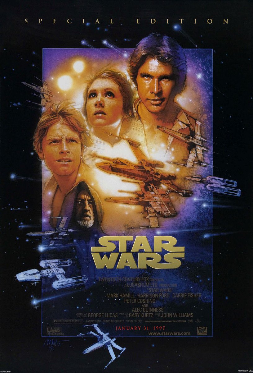 Star Wars: A New Hope - Special Edition, written and directed by George Lucas and starring Mark Hamill, Harrison Ford, Carrie Fisher, Peter Cushing, Alec Guinness, Anthony Daniels, Kenny Baker, Peter Mayhew, David Prowse and James Earl Jones, was released on this day in 1997 (US) https://t.co/e5o5OVjec3