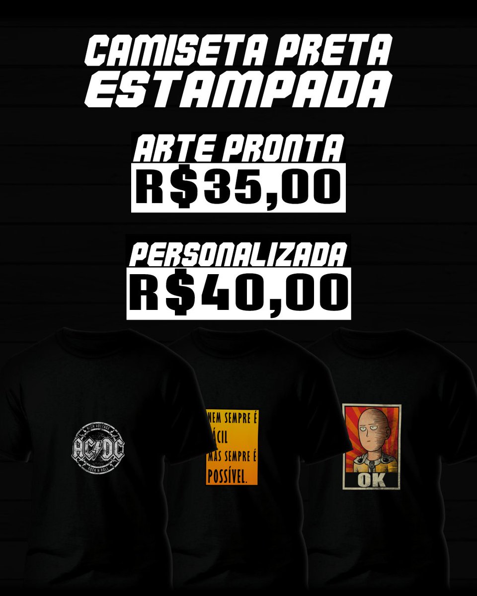 flores_design's tweet photo. CAMISETA ESTAMPADA

R$25,00 ARTE PRONTA
R$30,00 PERSONALIZADA

#camisetaestampada #camisetapersonalizada #videogame #montenegrors #camiseta #game #gamer #tshirt #games #videogames #corridaderua #jogos #nintendo #xbox #floresdesign #camisetaspersonalizadas #playstation https://t.co/KC5xJ8t1lG