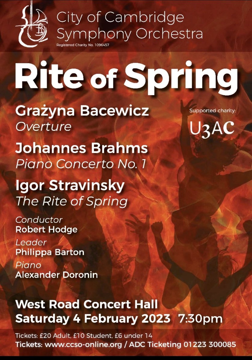 We can't wait for Saturday's concert <a href="/WestRoadCH/">West Road Concert Hall</a> with pianist Alexander Doronin, <a href="/R__Hodge/">Robert Hodge</a> &amp; <a href="/philippajbarton/">Philippa Barton</a>. 4th Feb, 7:30pm

🎶 Bacewicz- Overture
🎶 Brahms -Piano concerto no. 1
🎶 Stravinsky -The Rite of Spring

Tickets from adcticketing.com/whats-on/conce….