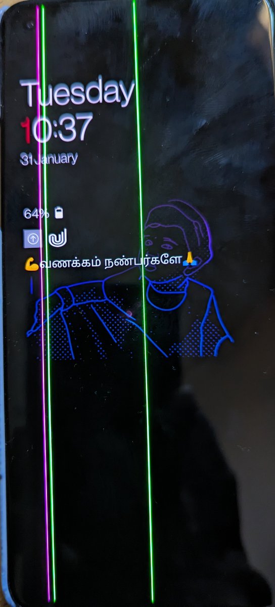 glaxmancse's tweet image. I am a 1+ user since 2017. Currently using oneplus 8T. But after updating my device to Android 13 the phone showed a green line. After some days now  3 lines.2 green 1 pink. Colourful life OnePlus code #OnePlus #OnePlus_IN  #OnePlus_Support @OnePlus_IN @OnePlus_Support @oneplus