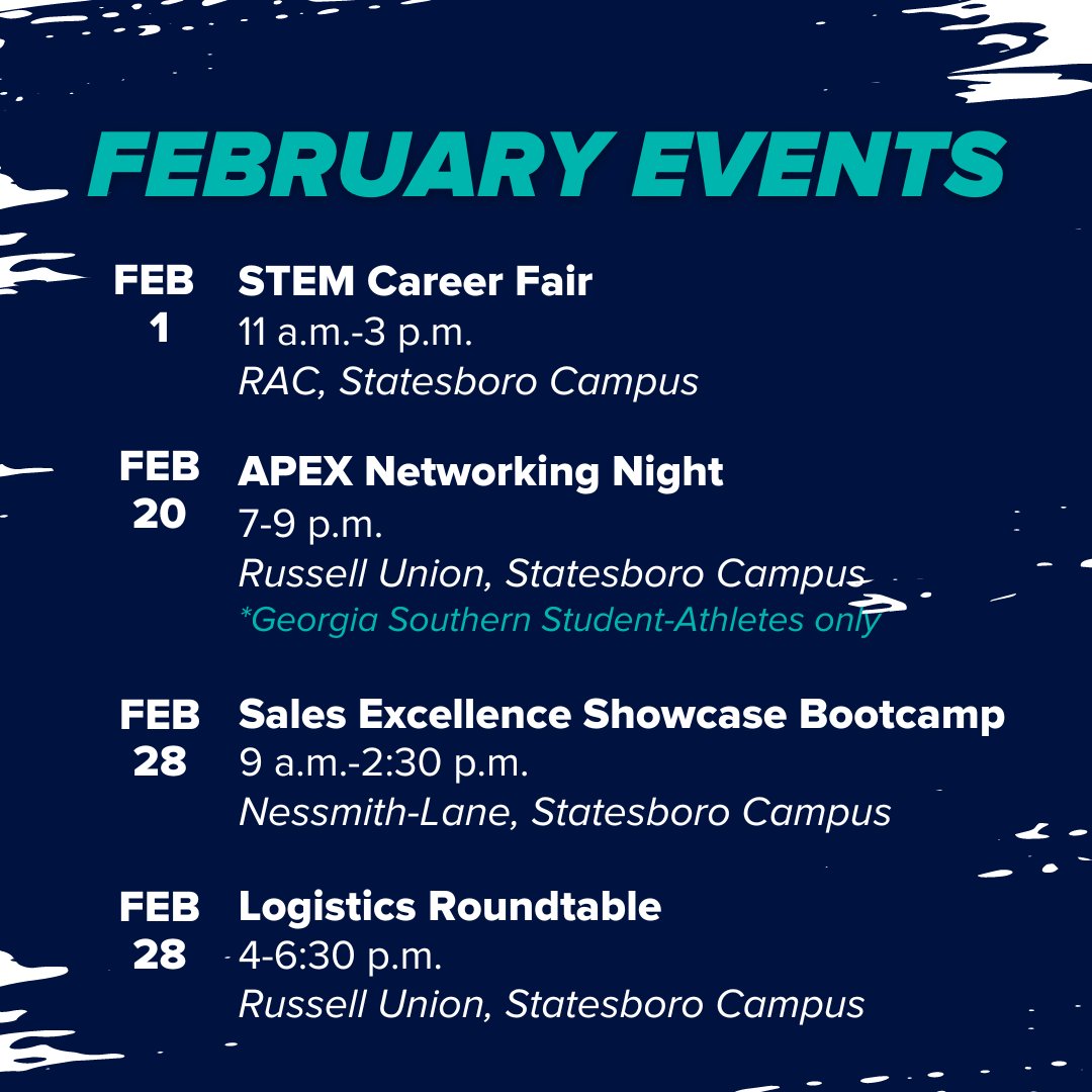 We have some exciting events coming up in February! ✨

Our first event of the month is our STEM Career Fair which typically features 130+ employers and 500+ students.

More information about these events can be found on Handshake. 💻