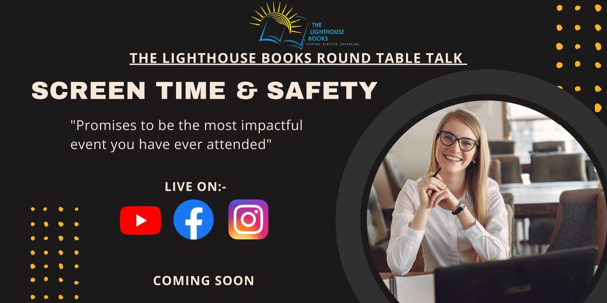 TheLighthouseB2's tweet photo. The Lighthouse Books will be hosting its first discussion of "The Lighthouse Books Round Table Talk." This virtual discussion series will focus on important topics within the community. Our first Table Talk is titled, "Screen Time and Safety." Stay tuned for further details! ☺️ https://t.co/eb5PSIjEKx