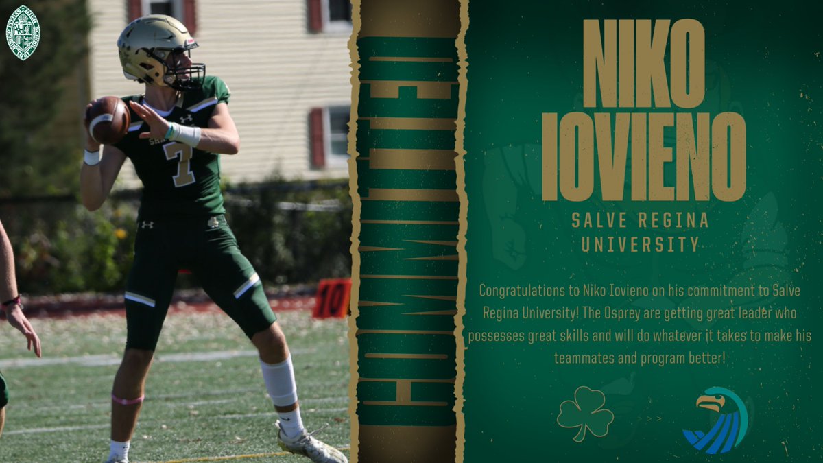 Congratulations to Niko Iovieno on his commitment to play football at Salve Regina University! The Osprey are getting a tremendously selfless leader who will do whatever it takes to improve himself and his teammates! #GoShamrocks <a href="/FeehanFootball/">Feehan_Football</a> <a href="/BishopFeehanHS/">Bishop Feehan</a>