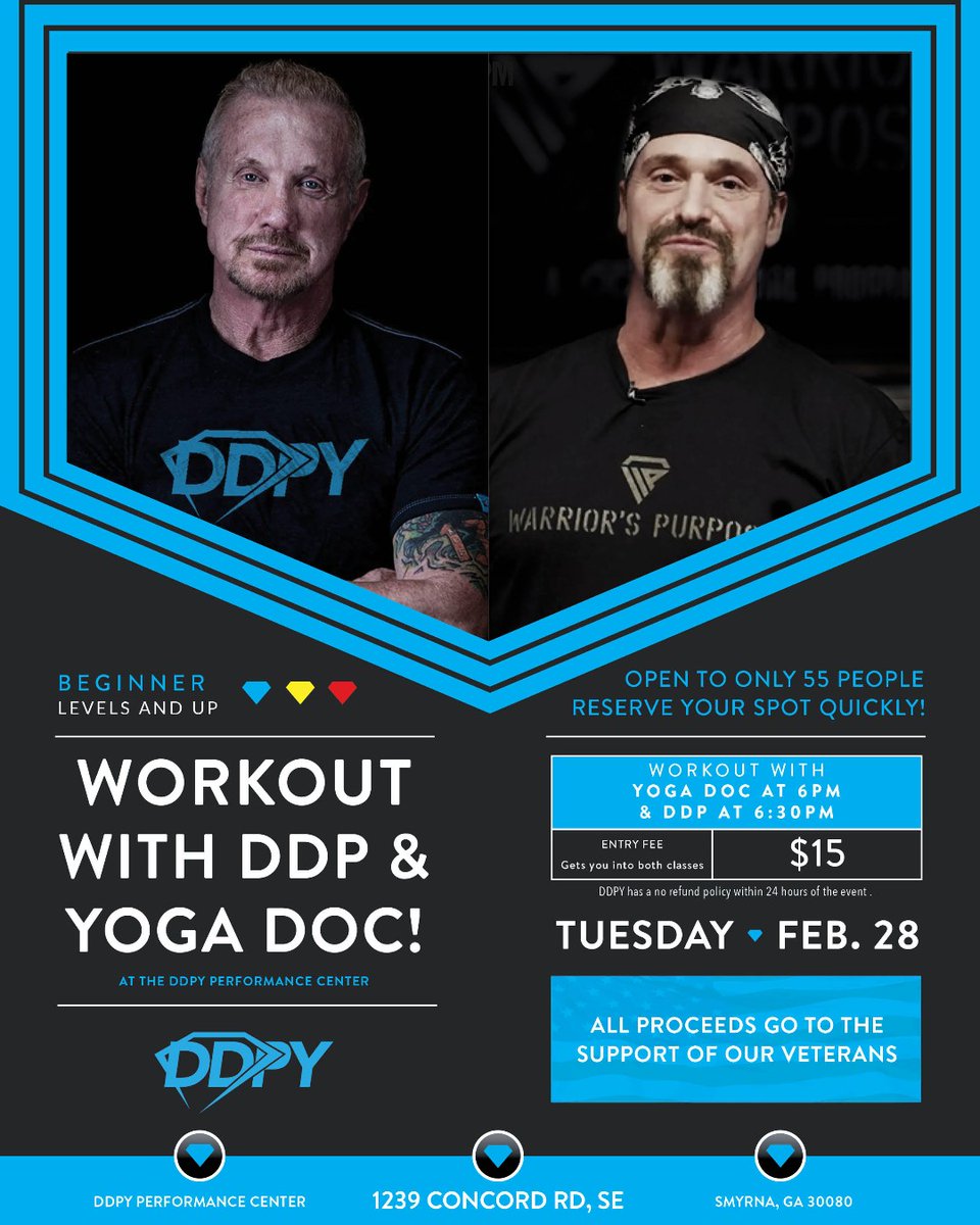 RealDDP's tweet photo. The next live workout at the @DDPYoga PC is Feb. 28th!💥 https://t.co/rthWmUWPrj💎 https://t.co/NItFLvpUTn