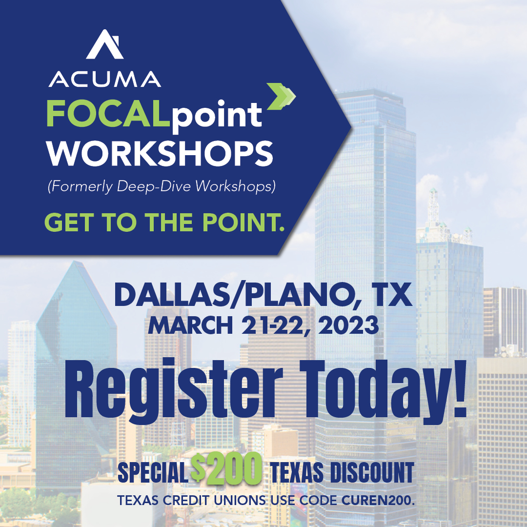 Pssst... Registration is open for our #FOCALpoint Workshop happening in Plano/Dallas, TX happening March 21-22, 2023! What are you waiting for? Learn more and register today! Link in bio. #inpersonevents #creditunion #mortgages #dallastexas