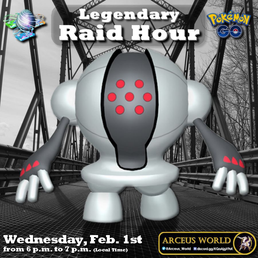 Arceus_World's tweet photo. ꧁❂ ✨RєgιѕтєєƖ✨❂꧂
will be appearing in raids from Feb 1 to Feb 8 at 10am local time
Legendαrч Rαıd Hour:
✰ Wed, Feb 1 from 6pm to 7pm Local Time
❣️Like & RT💝
#PokemonGO #LegendaryRaidHour #ポケモンGO
#Registeel #レジスチル #PokemonLegendsArceus #ShinyCheck #色違い https://t.co/ZXwuT22OBZ