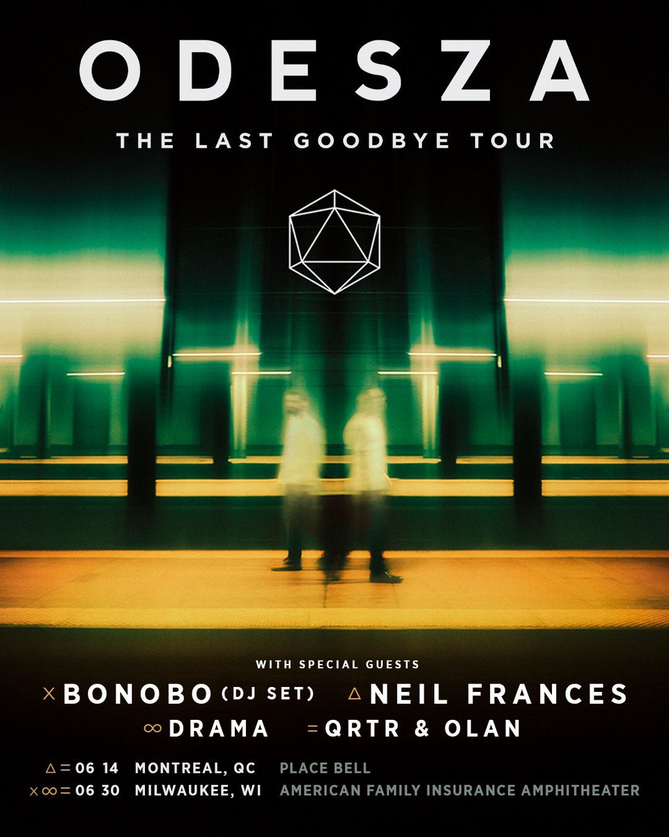 odesza's tweet photo. Montreal and Milwaukee, we're bringing the live show to your city this June. Sign up for early access below! General on sale this Friday!

https://t.co/i6oZYSKIQL https://t.co/pK4Y1j9z8i