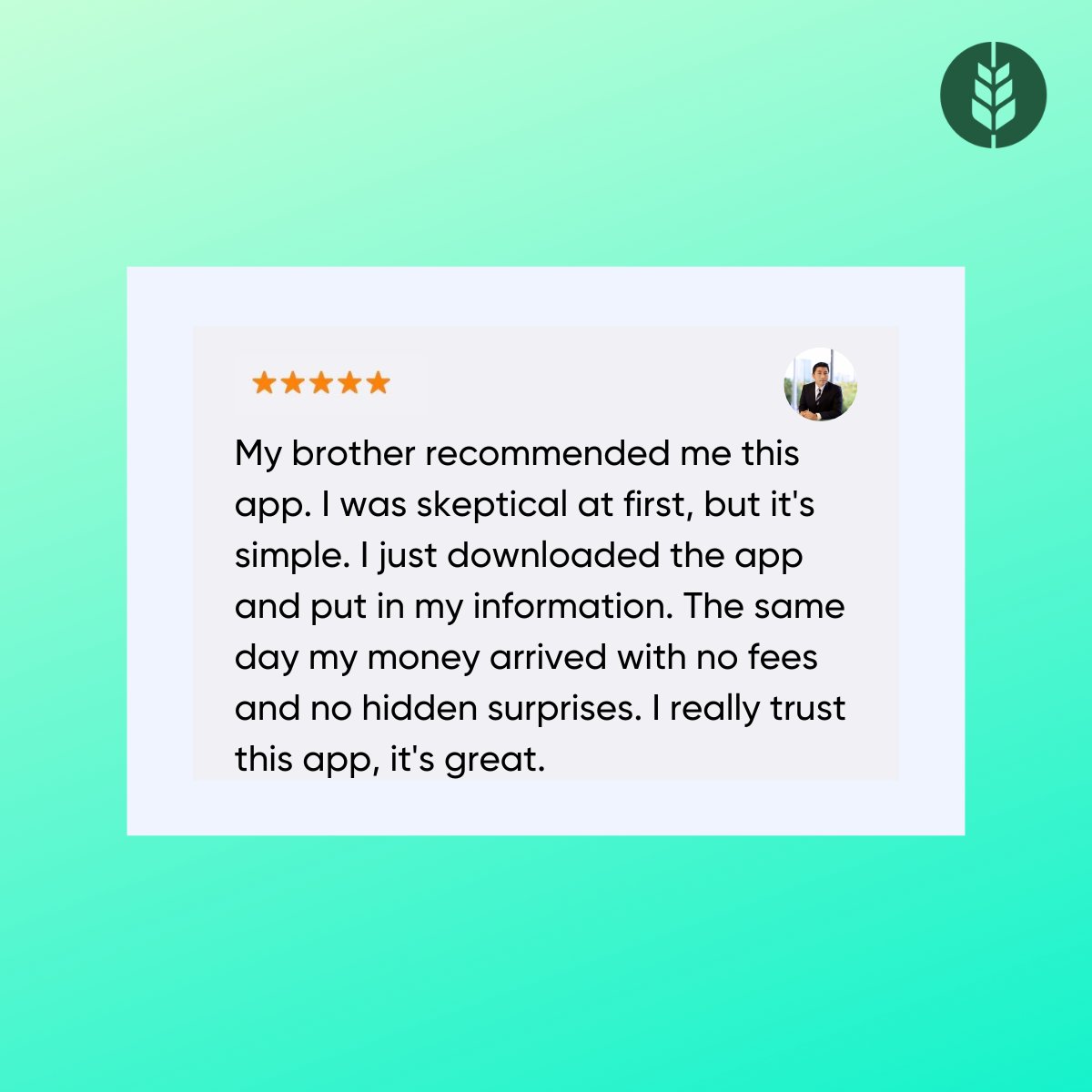 wirebarleyapp's tweet photo. Skeptical about trying a new money transfer service? 
Hear it from one of our satisfied customers. 💚

#WireBarley #와이어바알리 #Remittance #sendmoney #convenience #fintech #CustomerSatisfaction https://t.co/79ZoxwzCwb