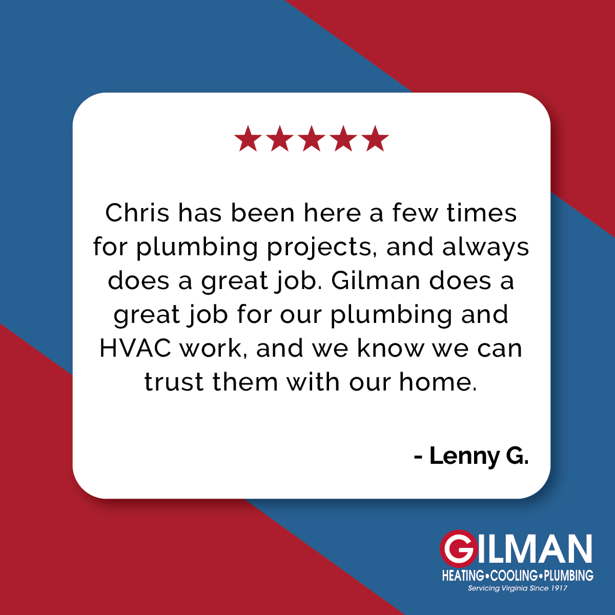 GilmanHVACPlum's tweet photo. Our team has the expertise and excellence to work on any of your plumbing or HVAC needs! We're happy you trust our service, Lenny! https://t.co/lMBoaSdtwj