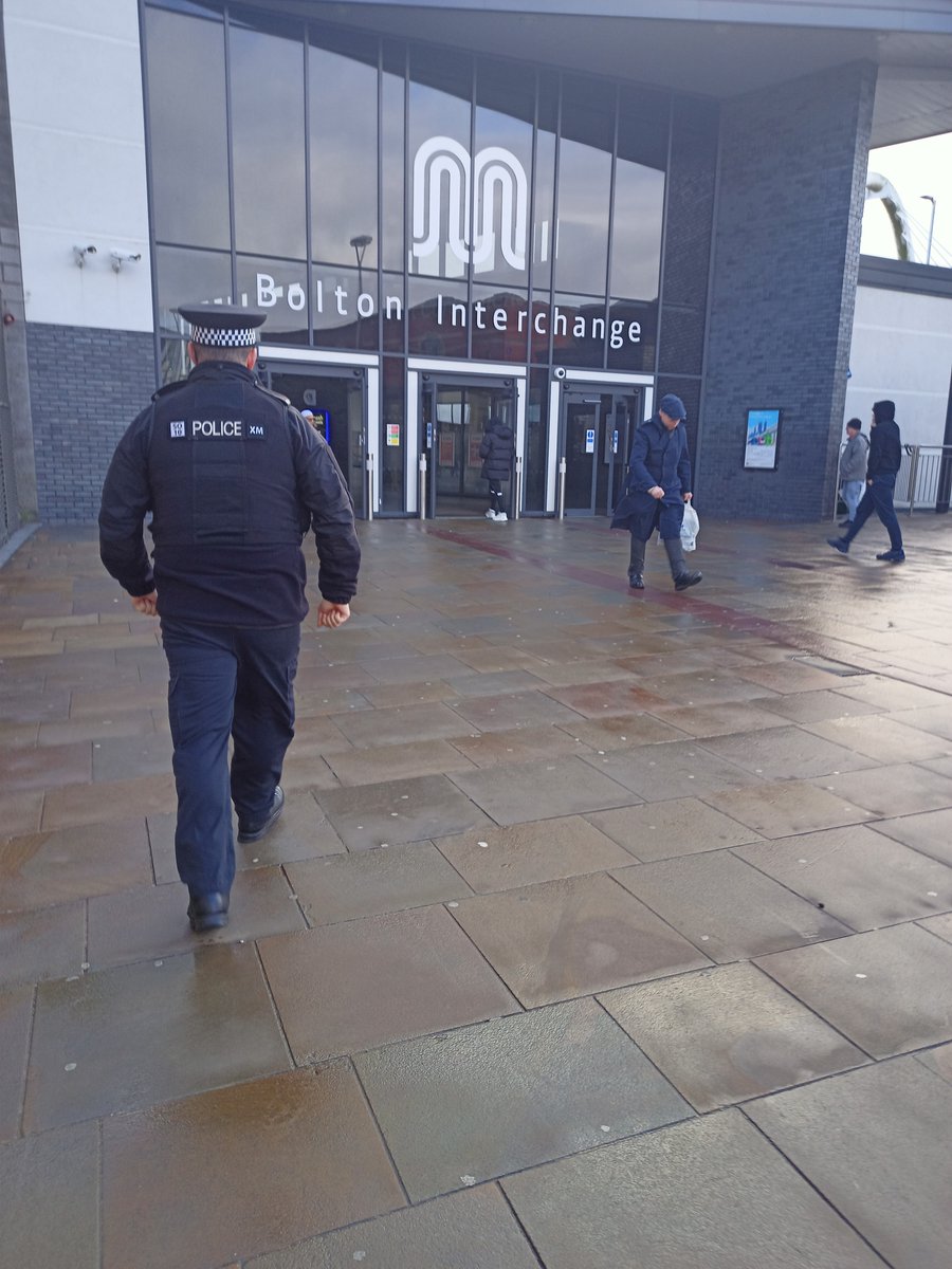 Bolton Interchange visited today by #GMPTransportUnit in support of our colleagues at #MCRMetrolink due to reports of ASB in the area to make it clear we will not tolerate anti social behaviour.