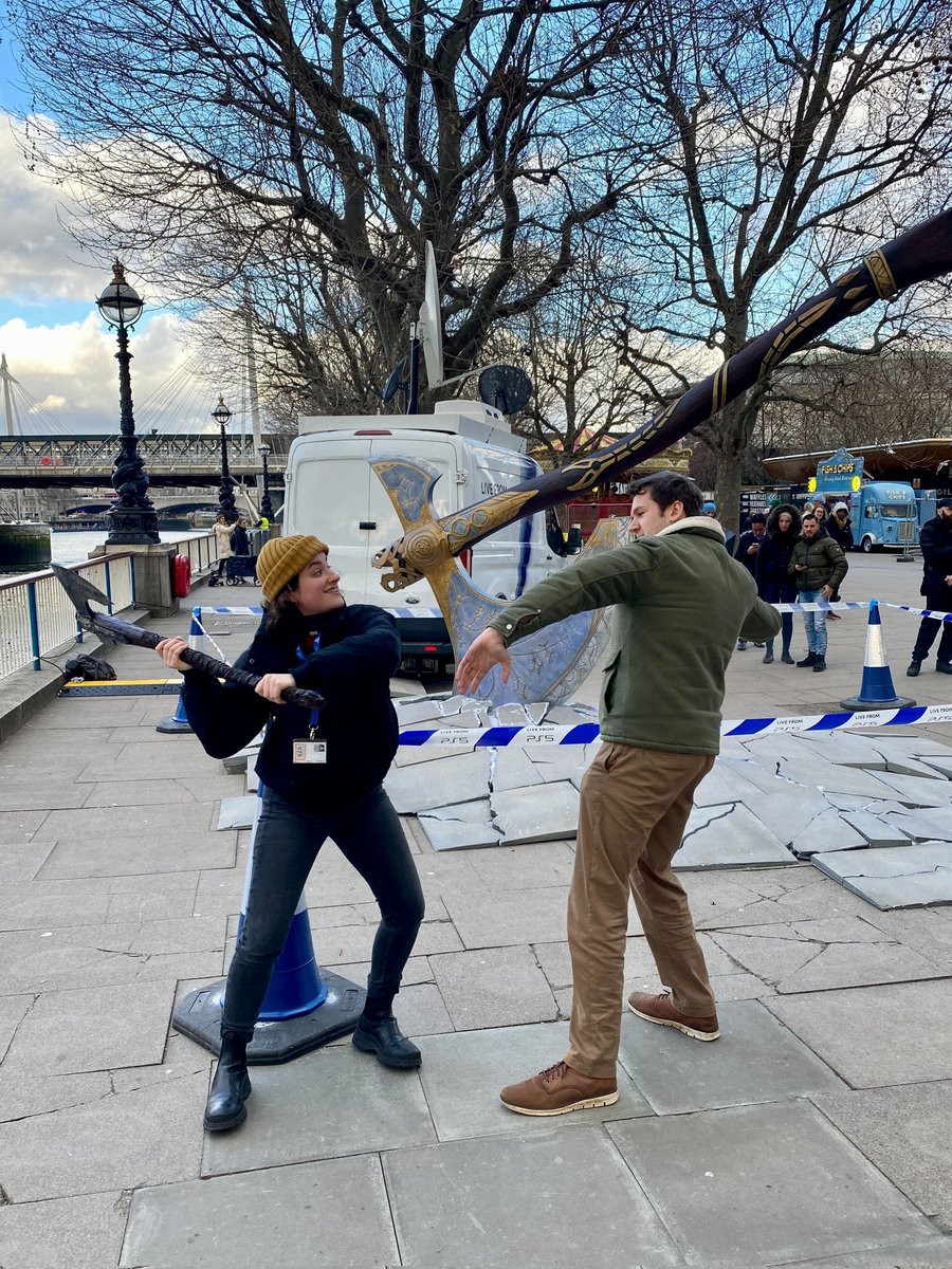 LondonStudioHQ's tweet photo. Hey @SonySantaMonica. If Kratos has lost something valuable, our team has found it! 👀 

#LiveFromPS5 https://t.co/7FAjl5q4xo