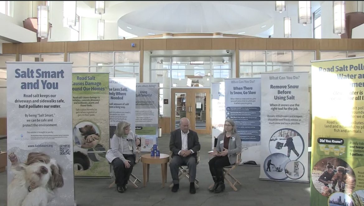 Happening now! The launch of our Salt Smart and You exhibit, spearheaded by @ElginIL Mayor Kaptain, Northwest Water Planning Alliance, the Conservation Foundation, @schaumlib, @JolietLibrary, @APLReadingRocks and more. Tune in: fb.watch/ioZrYTYl14/?mi…. #ElginIL