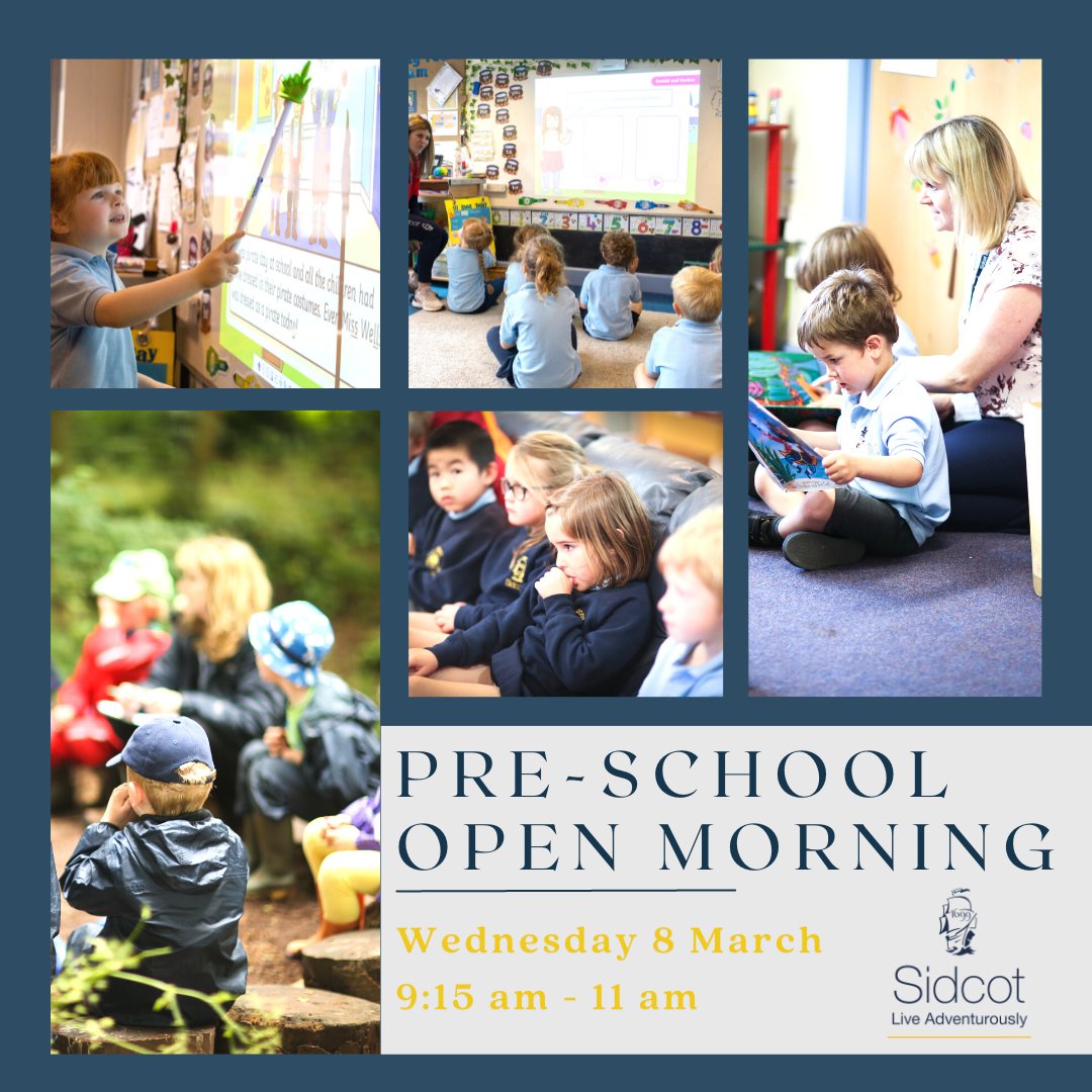 SidcotSchool's tweet photo. Pre-School Open Morning 

The Pre-School Open Morning will give you the opportunity to meet the Early Years teams and get a feel for what life at Sidcot is like.

#sidcot #school #preschool #openmorning #arlyyears #toddlers #children #learning #visitus #joinus #teaching #junior https://t.co/MfZLIdpTmd
