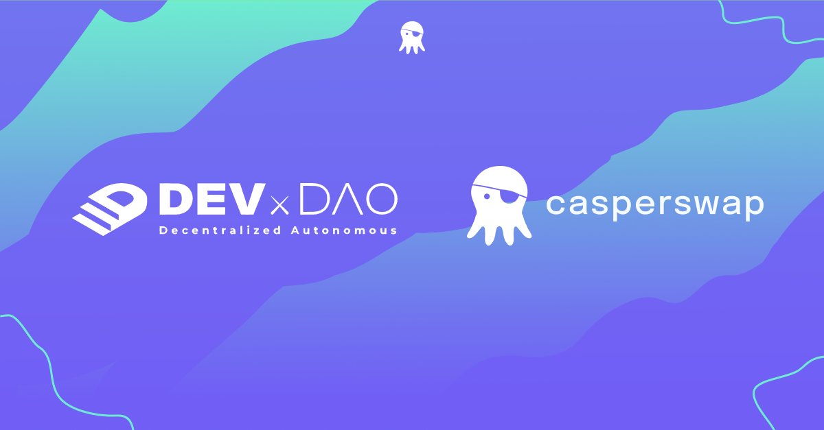 casperswap's tweet photo. CasperSwap is excited to announce that we are supported by @DEVXDAO to bring open-source solutions to decentralized trading and liquidity markets on @Casper_Netowrk!

To celebrate the partnership, we're giving away an @galxe OAT #NFT to our early community members.

How to Join👇 https://t.co/P9Yex3Seoc