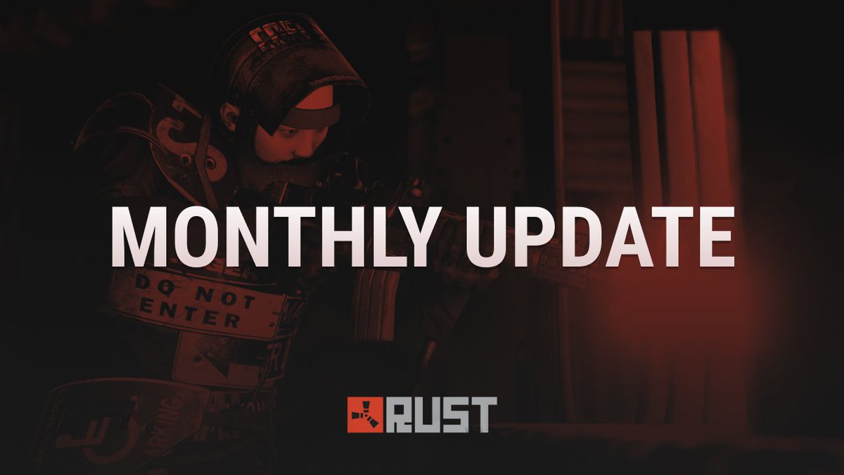 playrust's tweet image. Rust's monthly map wipe &amp;amp; update will be released this Thursday at 19:00 GMT / 14:00 EST

Update includes:
Industrial Automation
Electric Furnace
Train Loot Refresh
Hapis Retirement 😢
Code Lock QOL
Misc fixes &amp;amp; more!