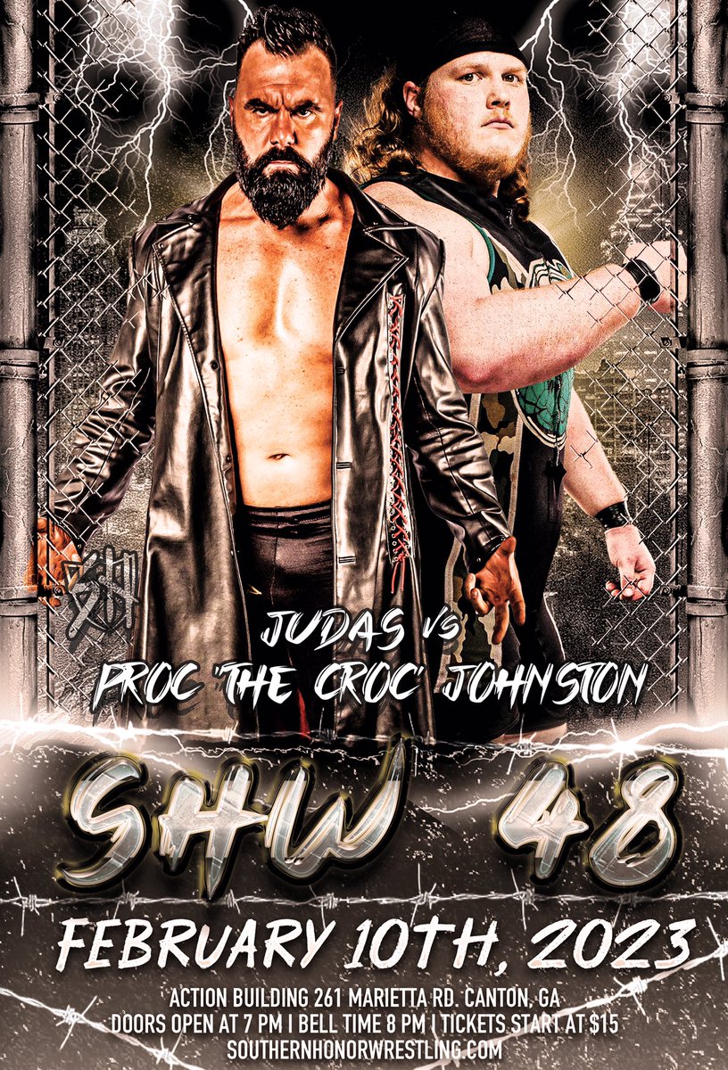 SHonorWrestling's tweet photo. After a surprise return during the closing moments of #SHW47, Judas left the crowd with more questions than answers. Did we see a Lethal Poison reunion? Was he acting alone? He’ll have his hands full at #SHW48 as he faces the returning Proc “The Croc” Johnston! https://t.co/hZyEN2YvMh