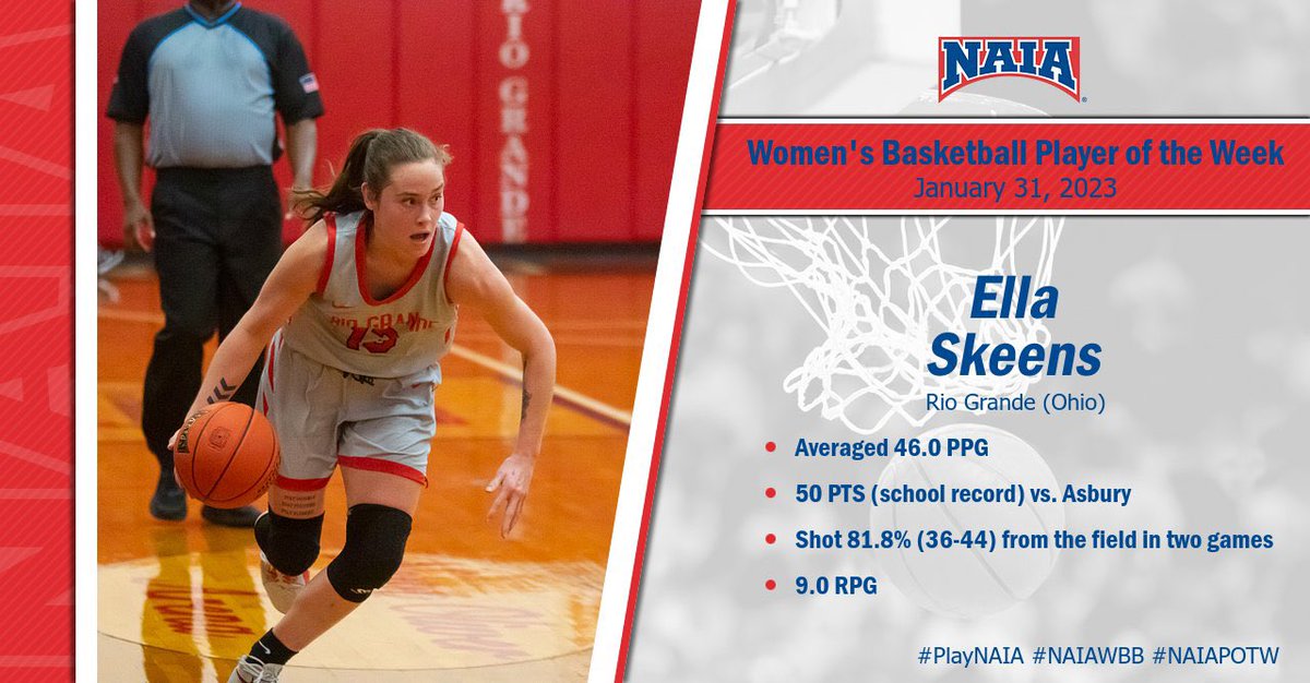 Ella Skeens named NAIA NATIONAL PLAYER OF THE WEEK AGAIN!! 🐐 🐐