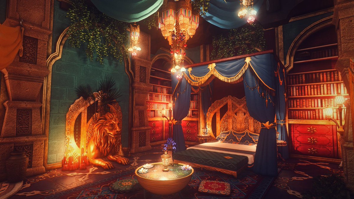 LevenorHousing's tweet photo. ✨ The Royal Thavnairian chambers ✨

Light/Lich
Goblet
Ward 3
Plot 43
Room 5

(Absolutely love the new Hannish housing items!)
#FFXIVHousing #FF14ハウジング #NenekoColorS #FF14Housing  #hgxiv https://t.co/JUzTRdkxyl