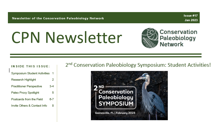 CnsrvPaleoNetwk's tweet photo. Our January newsletter is now available! https://t.co/0iafwMCRSX

#conservationpaleo, #historicalecology, #conservation, #NSFFunded https://t.co/FjEUSEljUi