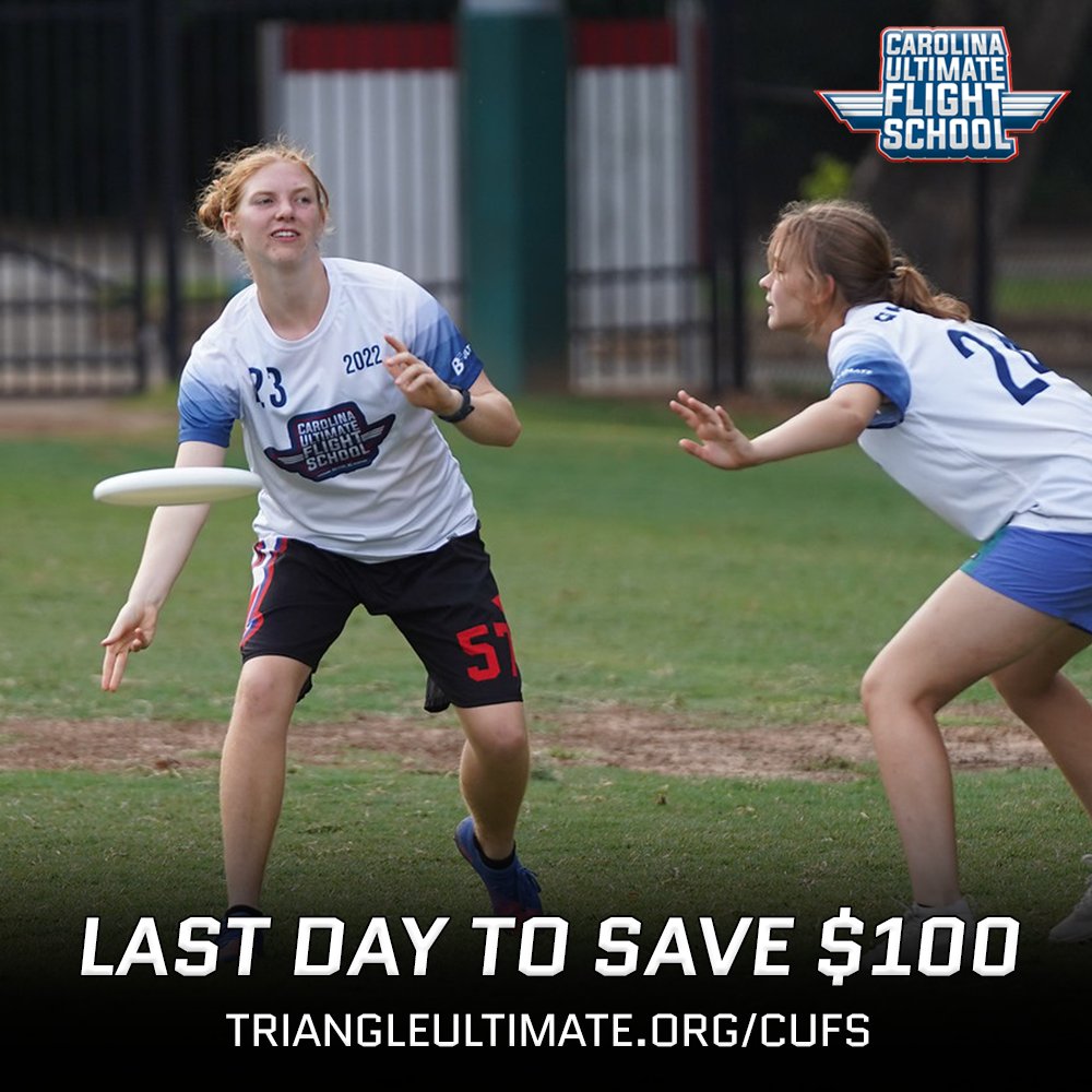 Today is the final day to take $100 off on the Carolina Ultimate Flight School! 👀 Don't miss out on these savings ⬇️
TriangleUltimate.org/CUFS