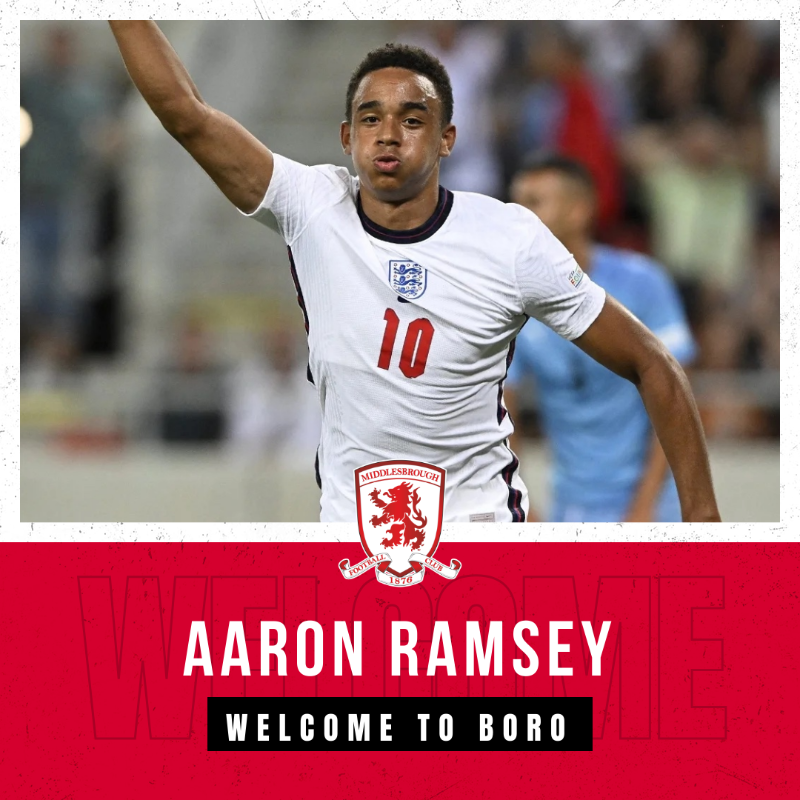 Boro's tweet photo. Welcome to #Boro, @AaronRamseyx 🙌

The Aston Villa youngster joins on loan for the rest of the season ✍️ #UTB