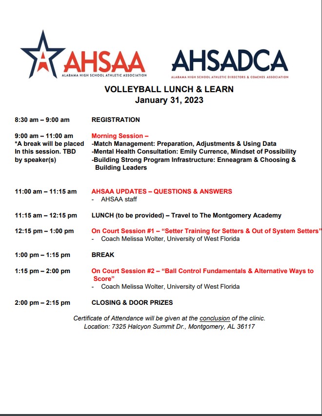 AHSAAnow's tweet photo. The Best Volleyball Coaches in the Country are in Alabama! 

We have a PACKED house of 🏐 Coaches ready and eager to work on their craft and learn tips &amp; practices from @CoachWolterUWF and her @GoArgos staff that they can take back to their own teams.

@ahsvca @NFHS_Org https://t.co/lsgqKfBdo0