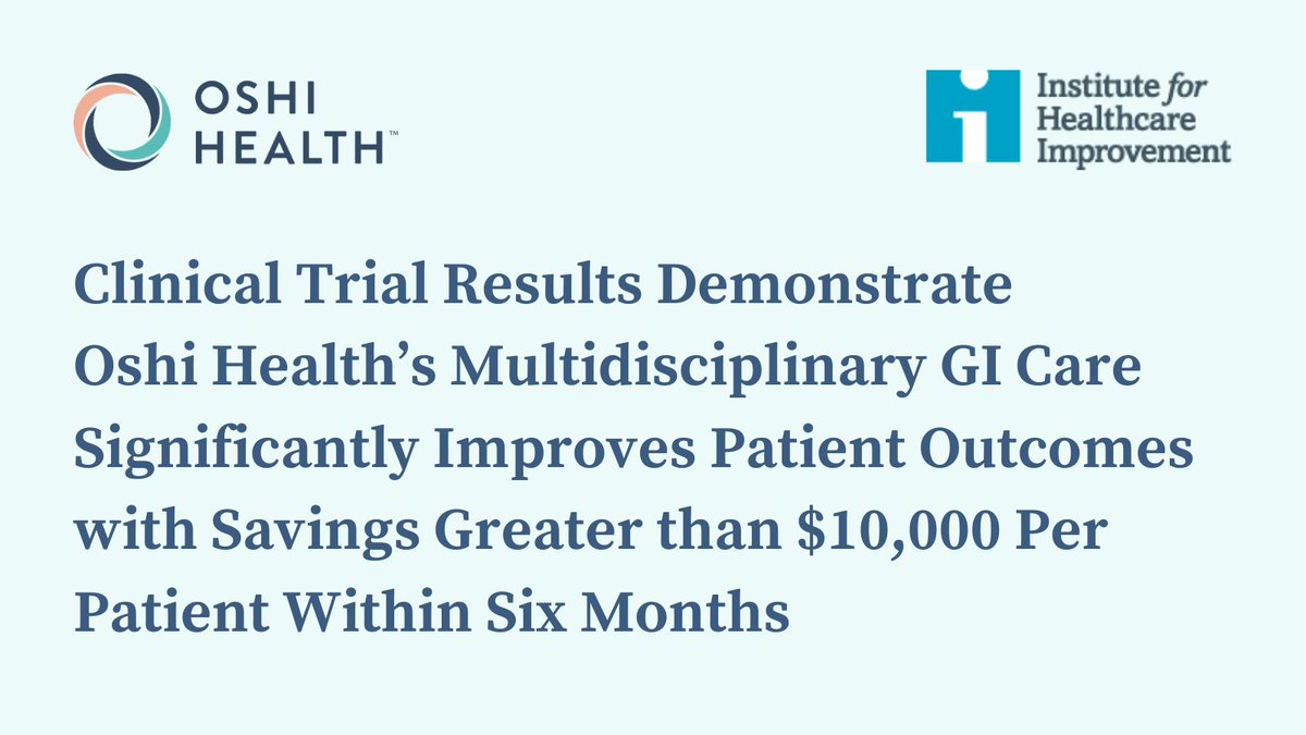 OshiHealth's tweet photo. Clinical trial results show that our virtual-first multidisciplinary care for GI disorders resulted in significantly higher levels of patient engagement, satisfaction, and symptom control, with statistically significant reductions in healthcare costs.

https://t.co/pDy4a009Vd https://t.co/zkHp0DXlUP