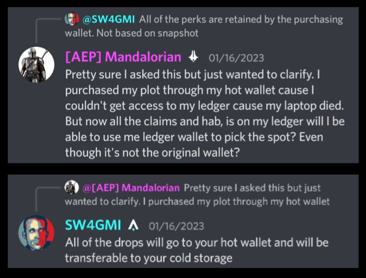 Siggy_SA's tweet photo. ✨Star Atlas - Star Sequence Airdrops

"All of the perks are retained by the purchasing wallet. Not based on snapshot" @at_mwagner

"All of the drops will go to [purchasing] wallet &amp; will be transferable to your cold storage" @at_mwagner

#WeAreStarAtlas https://t.co/rwGHUoDnPI