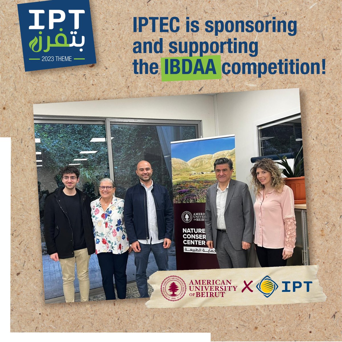Iptec_Lebanon's tweet photo. نحن فخورون برعاية ودعم مسابقة إبداع!
An initiative of the @AUB_Lebanon-NCC led by Dr. Alain Daou, it encourages students from 7 Lebanese universities to come up with innovative solutions for waste recycling and sorting projects. 🤩 #AUBNCC #IBDAA #CSR #IPT_sorts #IPT_بتفرز https://t.co/H6AElNq60s